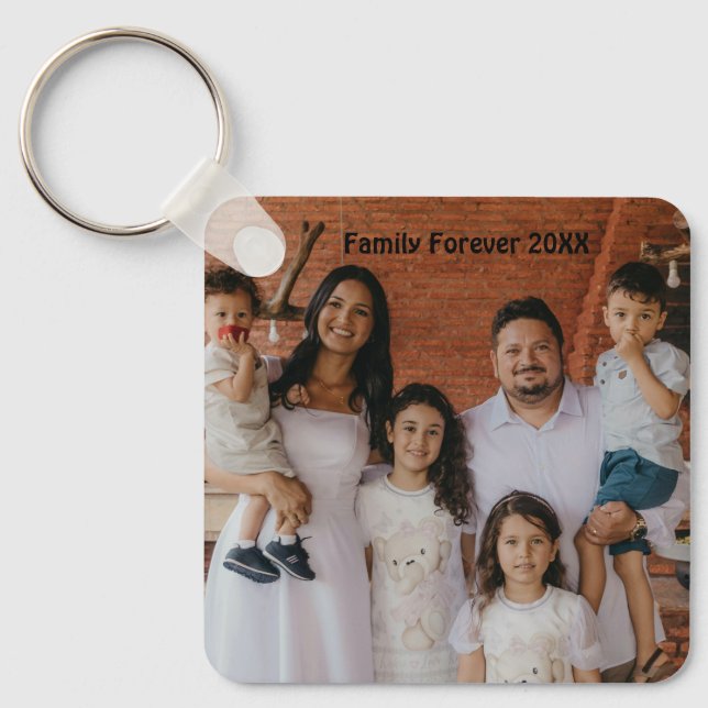 Custom Family Photo Aluminum Circle Keepsake Key Ring (Front)