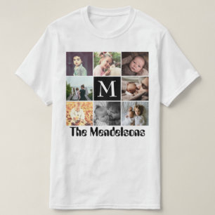 Custom family photo and name monogram T-Shirt