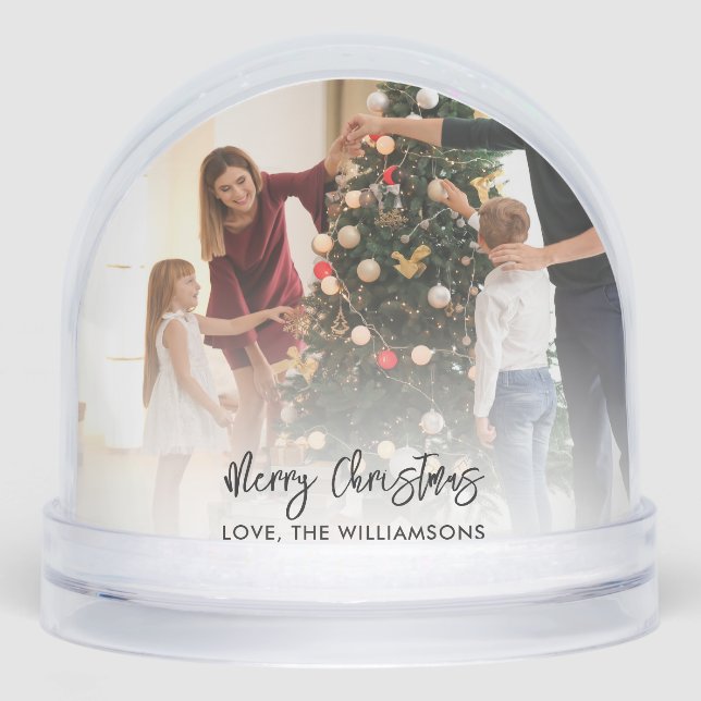 Custom Family Photo and Pet Dog Christmas Snowglobe (Front)
