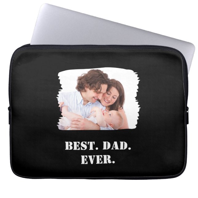 Custom Family Photo Best Dad Ever Father's Day Laptop Sleeve (Front)
