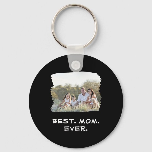 Custom Family Photo Best Mum Ever Mother's Day Key Ring (Front)