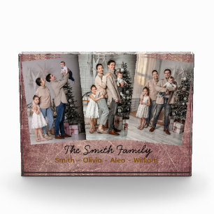 Custom Family Photo Block with 3 Pictures Decor