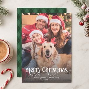 Custom Family Photo Calligraphy Script Christmas Holiday Card
