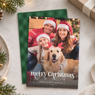 Custom Family Photo Calligraphy Script Christmas Holiday Card