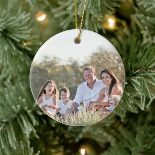 Custom family photo ceramic tree decoration