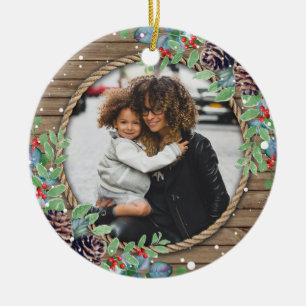Custom Family Photo Christmas Holiday Ceramic Tree Decoration