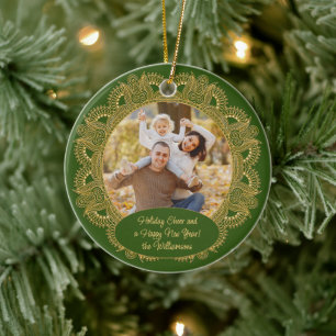 Custom Family Photo Christmas Personalised Text Ceramic Tree Decoration