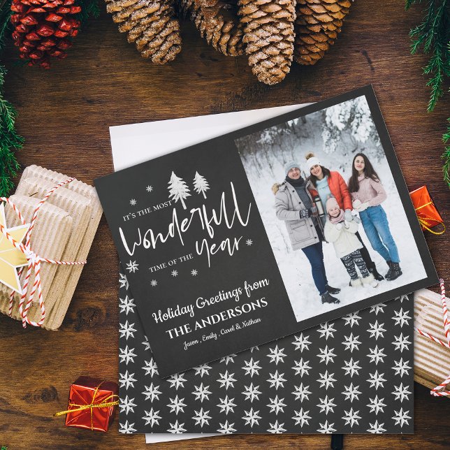 Custom Family Photo Christmas Seasonal Family  Holiday Card (Most wonderful time Of The Year Christmas Photo Holiday Card)