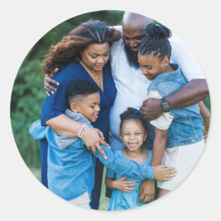 Custom Family Photo Classic Round Sticker