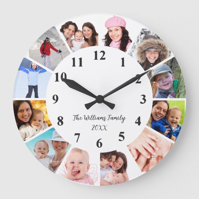 Custom Family Photo Clock - Personalised Clock (Front)