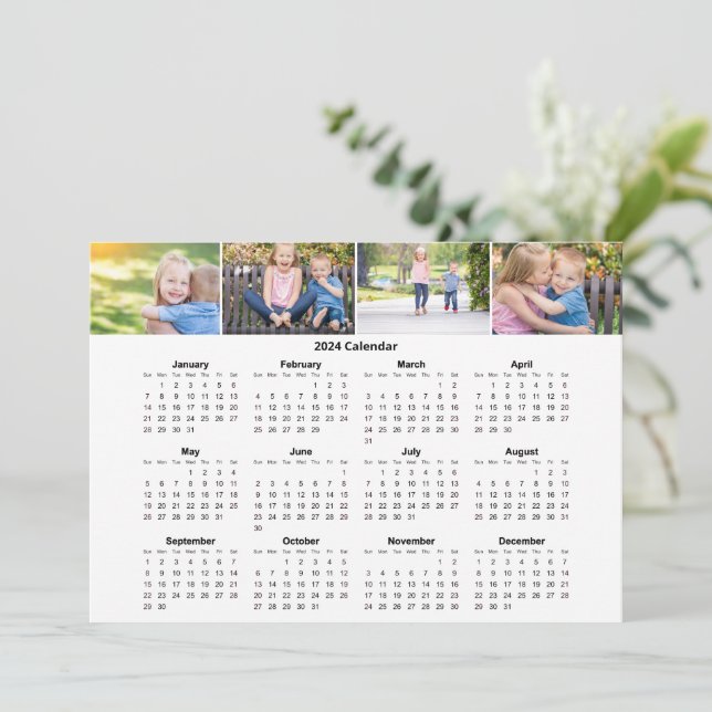 Custom Family Photo Collage 2024 Calendar Card (Standing Front)