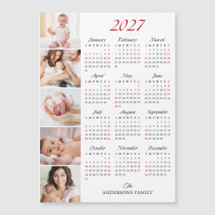 Custom Family Photo Collage 2027 Calendar Magnet