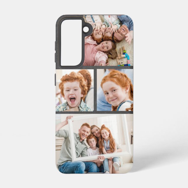 Custom Family Photo Collage 4 Photo Samsung Galaxy S21 Case (Back)