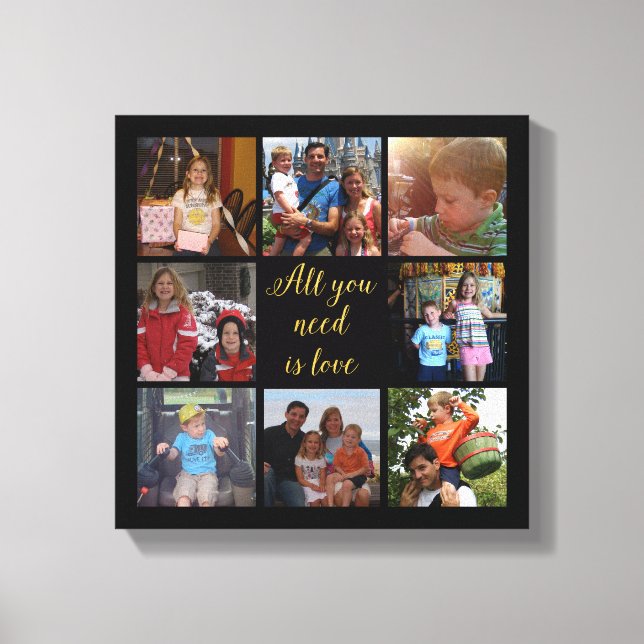 Custom family photo collage "All you need is love" Canvas Print (Front)