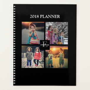 Custom family photo collage black personalised planner