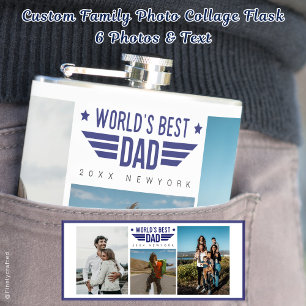 Custom Family Photo Collage Flask 6 Photos & Text