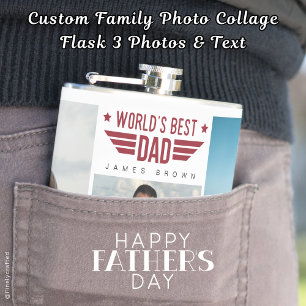Custom Family Photo Collage Flask 6 Photos & Text
