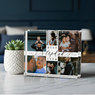 Custom Family Photo Collage Gift Best Stepdad Ever Block