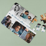 Custom family photo collage handwritten name jigsaw puzzle<br><div class="desc">Tell your family story in six custom images and mark your anniversary with a beautiful keepsake photo collage puzzle or just solve it together with your kids in social distancing and stay at home times!             Easy to personalise with your photos and text!</div>