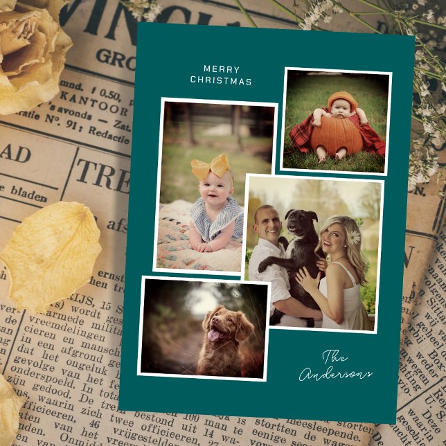 Custom Family Photo Collage Modern Christmas  Holiday Card (Creator Uploaded)