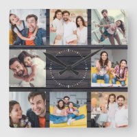 Custom Family Photo Collage Modern Dark Wood Chic