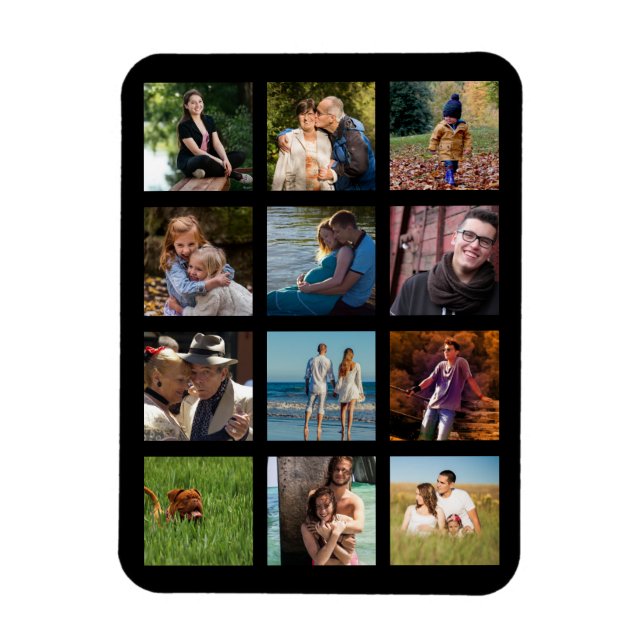Custom Family 🖼️Photo Collage Monogram Magnet (Vertical)