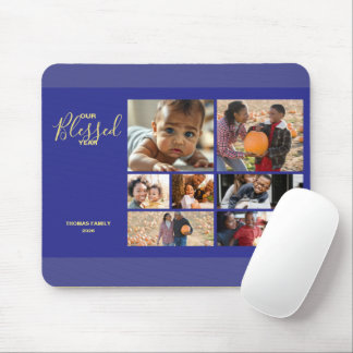 Custom Family Photo Collage Our Blessed Year Mouse Pad
