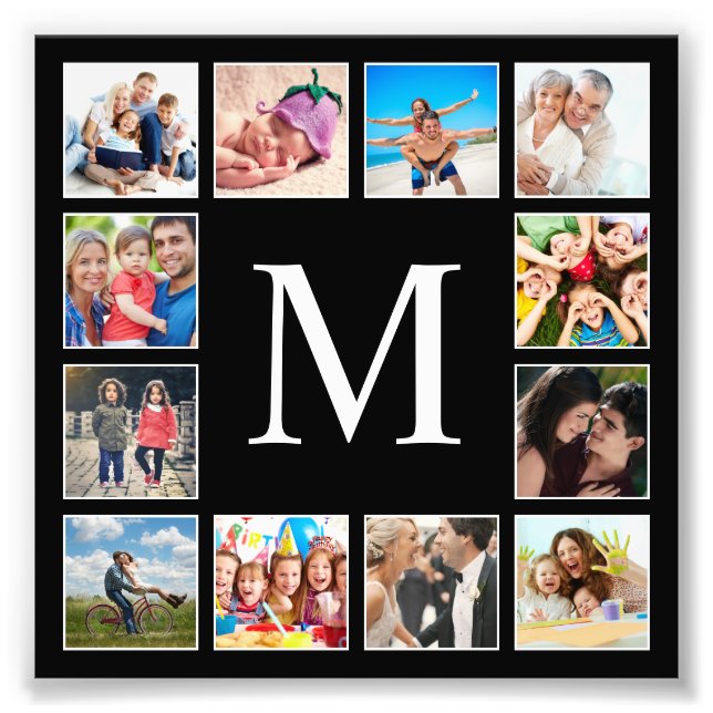 Custom Family Photo Collage Personalised Black (Front)