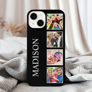 Custom Family Photo Collage Personalised Black iPhone 14 Case