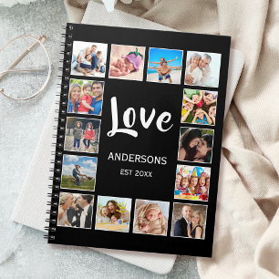 Custom Family Photo Collage Personalised Black Notebook