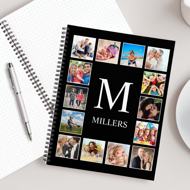 Custom Family Photo Collage Personalised Black Notebook (Creator Uploaded)