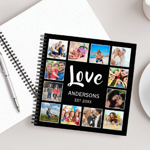 Custom Family Photo Collage Personalised Black Notebook