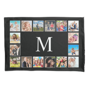 Custom Family Photo Collage Personalised Black Pillowcase