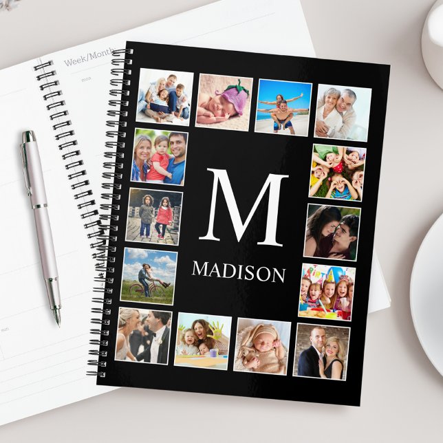 Custom Family Photo Collage Personalised Black Planner (Creator Uploaded)