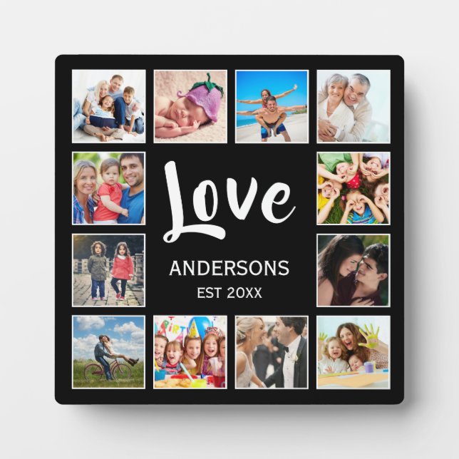  Custom Family Photo Collage Personalised Black Plaque (Front)