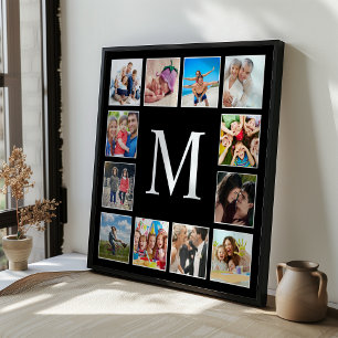 Custom Family Photo Collage Personalised Black Poster