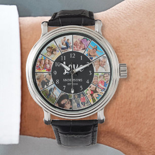 Custom Family Photo Collage Personalised Black Watch