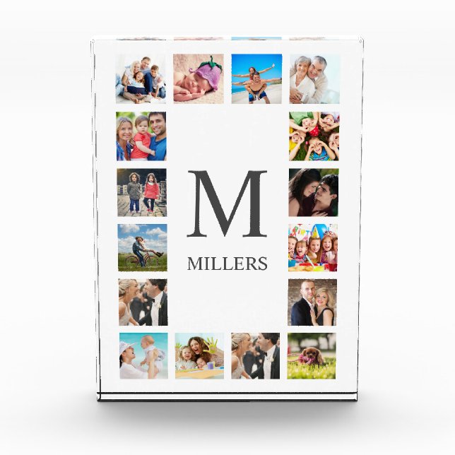 Custom Family Photo Collage Personalised White Block (Front)
