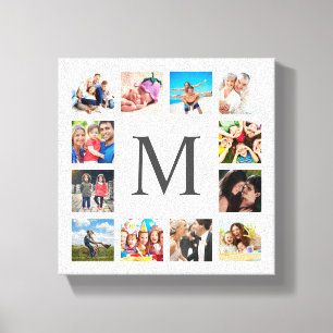 Custom Family Photo Collage Personalised White Canvas Print