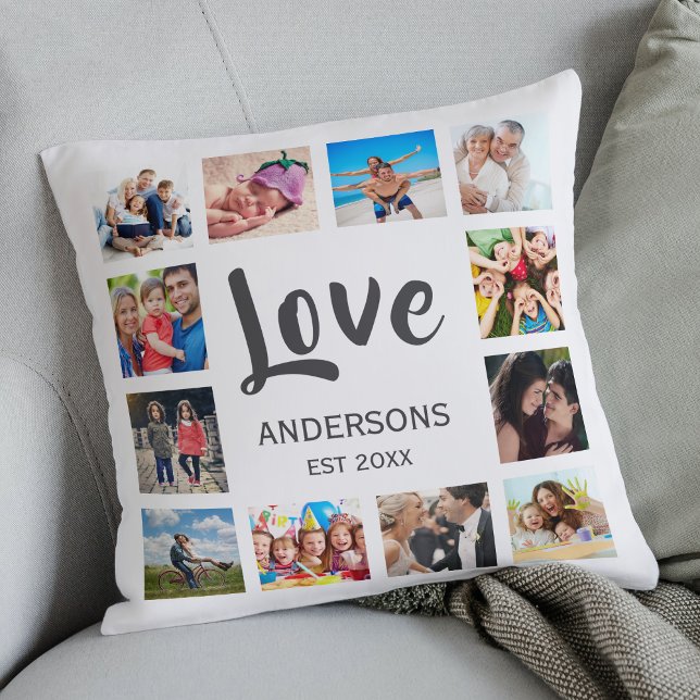 Custom Family Photo Collage Personalised White Cushion (Creator Uploaded)