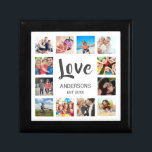 Custom Family Photo Collage Personalised White Gift Box<br><div class="desc">Create your own personalised 12 photo collage,  gift box with your custom images on a simple modern white background. The gift box face also features your family name,  established year and a "Love" handwritten script. Add your favourite photos,  designs or artworks to create something really unique.</div>