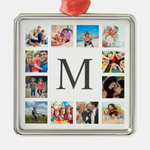 Custom Family Photo Collage Personalised White Metal Tree Decoration