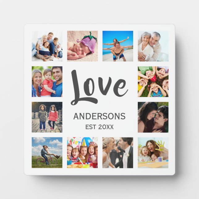  Custom Family Photo Collage Personalised White Plaque (Front)