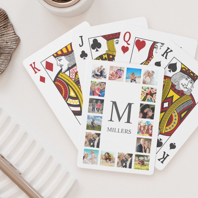 Custom Family Photo Collage Personalised White Playing Cards (Creator Uploaded)