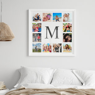 Custom Family Photo Collage Personalised White Poster