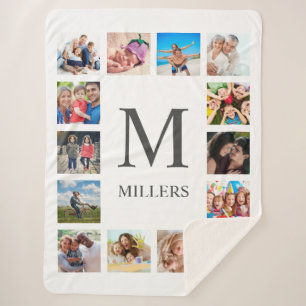 Custom Family Photo Collage Personalised White Sherpa Blanket