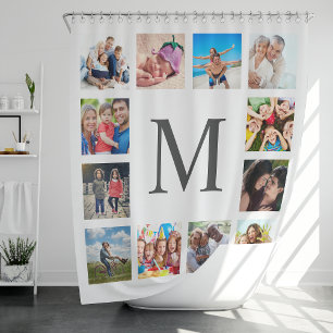 Custom Family Photo Collage Personalised White Shower Curtain