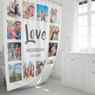 Custom Family Photo Collage Personalised White Shower Curtain