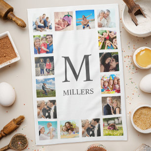 Custom Family Photo Collage Personalised White Tea Towel