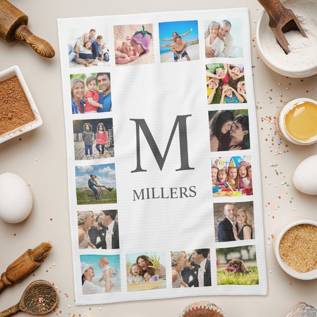 Custom Family Photo Collage Personalised White Tea Towel (Creator Uploaded)